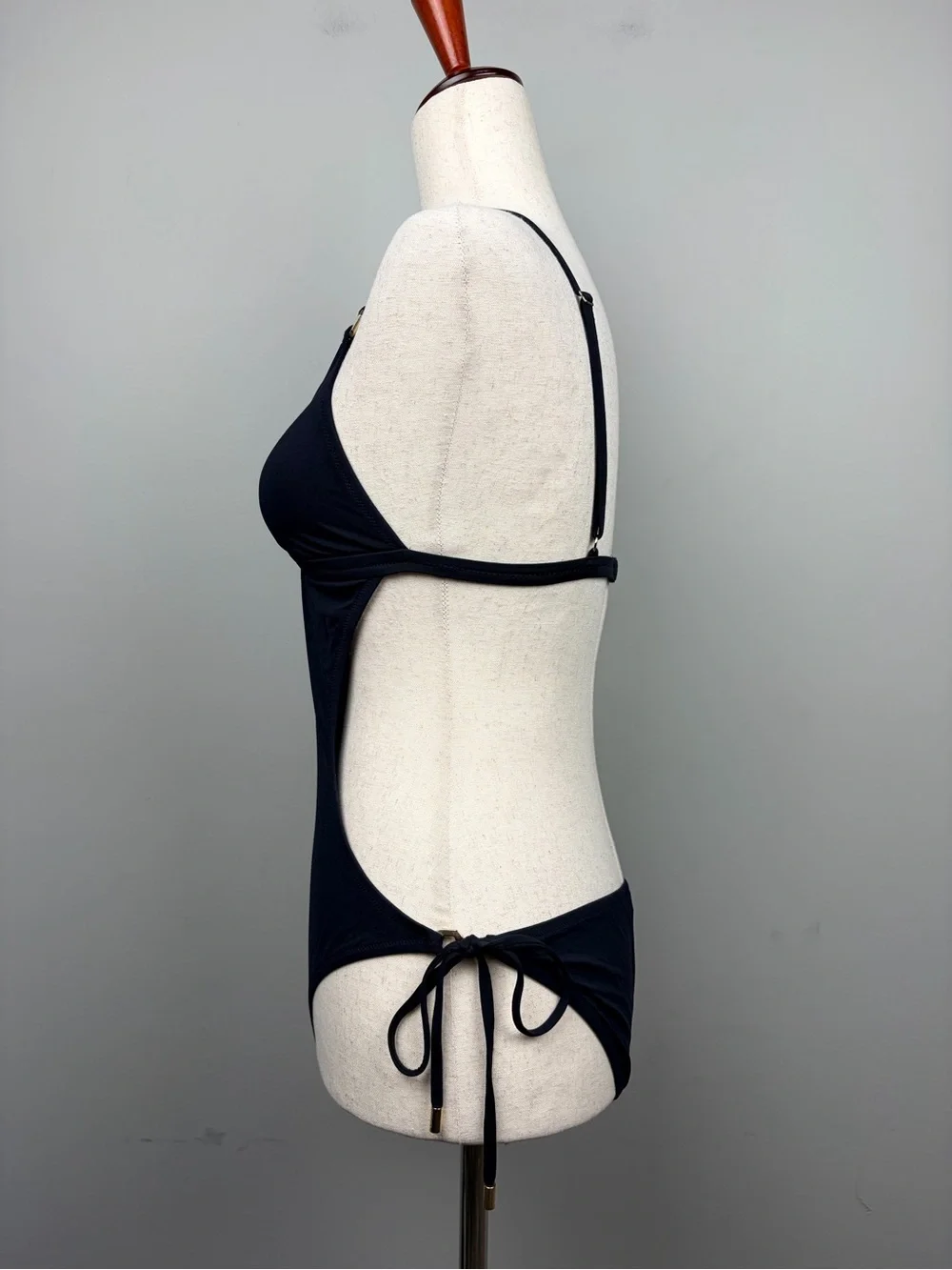 Melissa‎ Odabash Black Monokini One Piece Swimsuit Cutout Tie Sides Size 6
